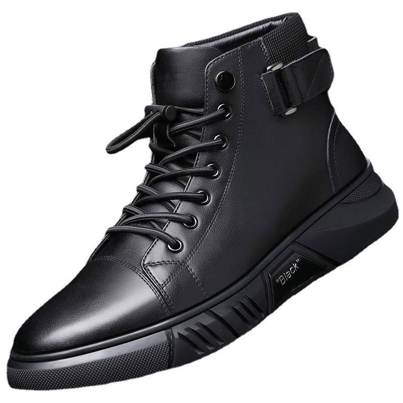 Martin boots men's new autumn and winter velvet men's British high-top casual leather shoes non-slip genuine leather men's shoes
