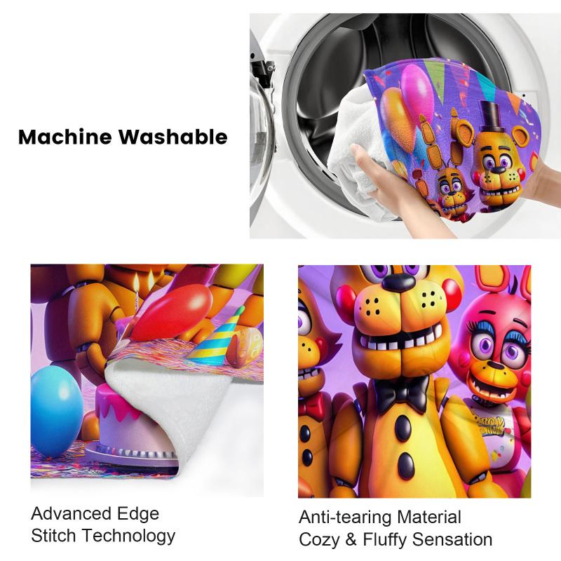 FNAF Golden Freddy Birthday Flannel Blanket Soft Warm Skin-Friendly Nap Throw For Office Home Sofa Bed Cover Travel Camping