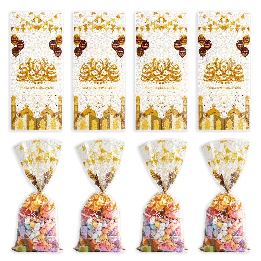 50pcs Ramadan Kareem Gift Bags Eid Mubarak Plastic Candy Cookie Bag 2025 Islamic Muslim Party Decor Eid Al-fitr Ramadan gifts