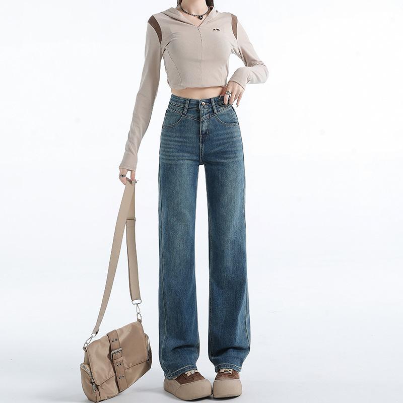 Narrow Version of Wide-leg Jeans for Women In Autumn Loose High Waist Draping Versatile Floor Pants Slim Straight Pants for Women In Autumn Casual