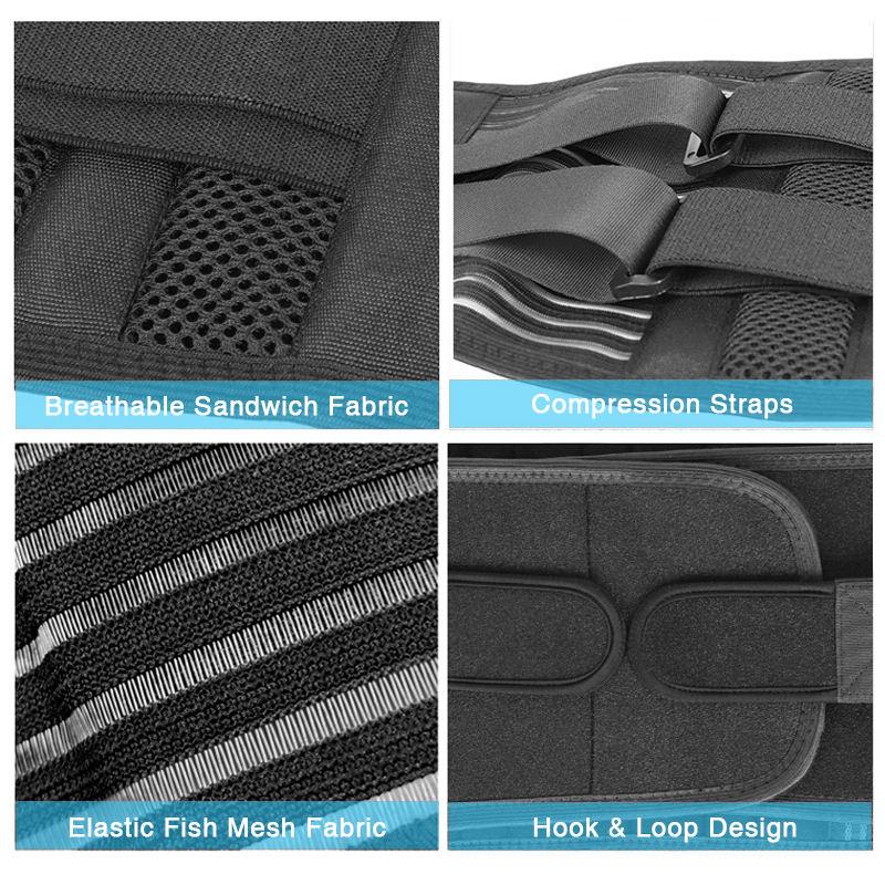 Back Brackets on The Lower Back, 6 Breathable Back Support Belts, Non-slip Waist Support Belts and 16 Holes