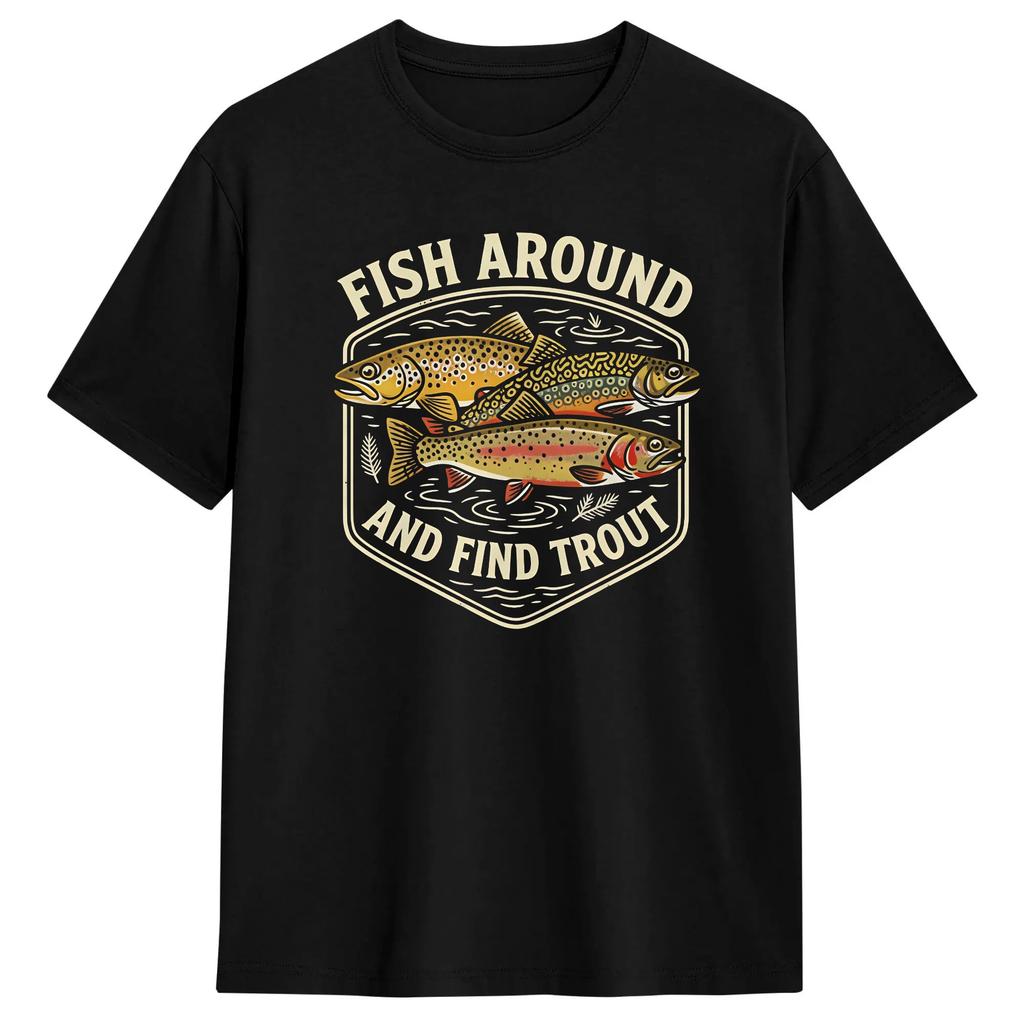 Fly Fishing Tshirt Summer Hip Hop T Shirts Man Pure Cotton Crewneck Oversized Clothing Shortsleeve Vintage Tshirt