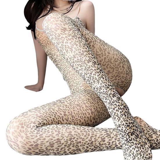 Bodysuit Sleepwear Sleeveless Nightwear Breathable Popular Sling Stocking Leopard Print for Wedding Night