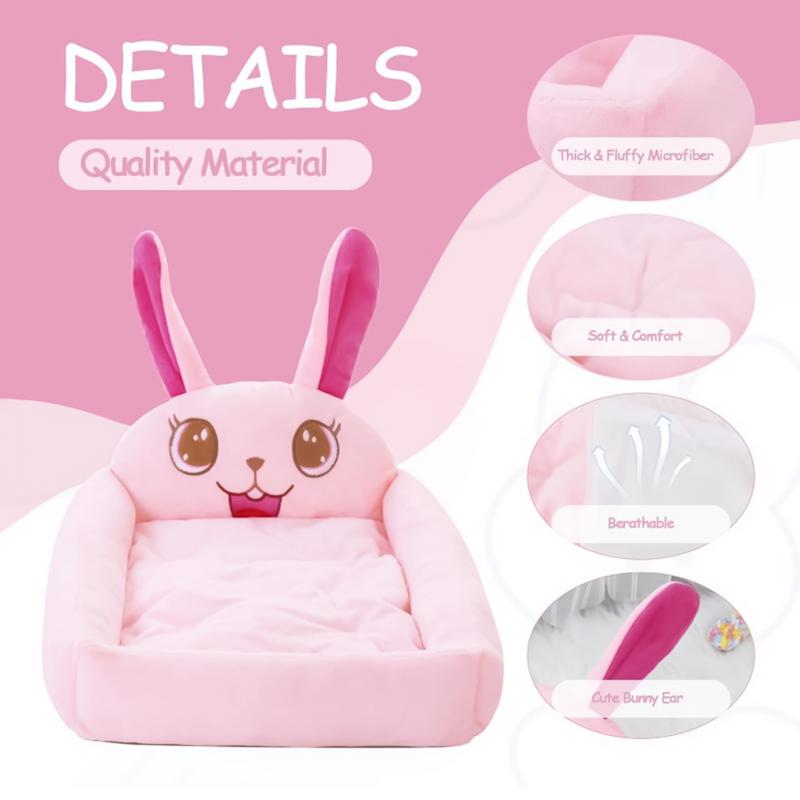 Cat Bed For Indoor Cats Cartoon Rabbits Shape Puppy Sleeping Bed Soft And Comfortable Calming Detachable Pet Warm Nest For Dogs