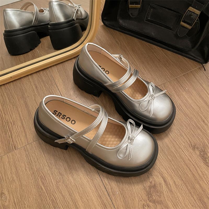2025 new Internet celebrity explosion fashion versatile small heightening loafers platform thick heel Mary Jane shoes