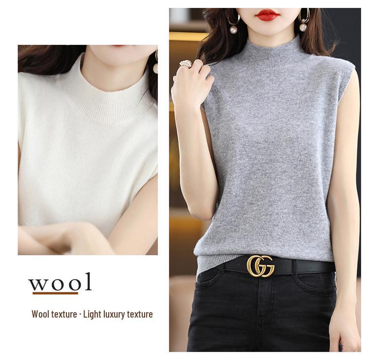 22 Autumn/Winter 100% Pure Cashmere Women's Sleeveless Vest with Half-High Neck