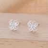 PONYKISS Tibetisches Silber Hohl Herz Blume Ohrstecker für Damen Romantische Pflanze Mode Leichter Luxus Accessoires