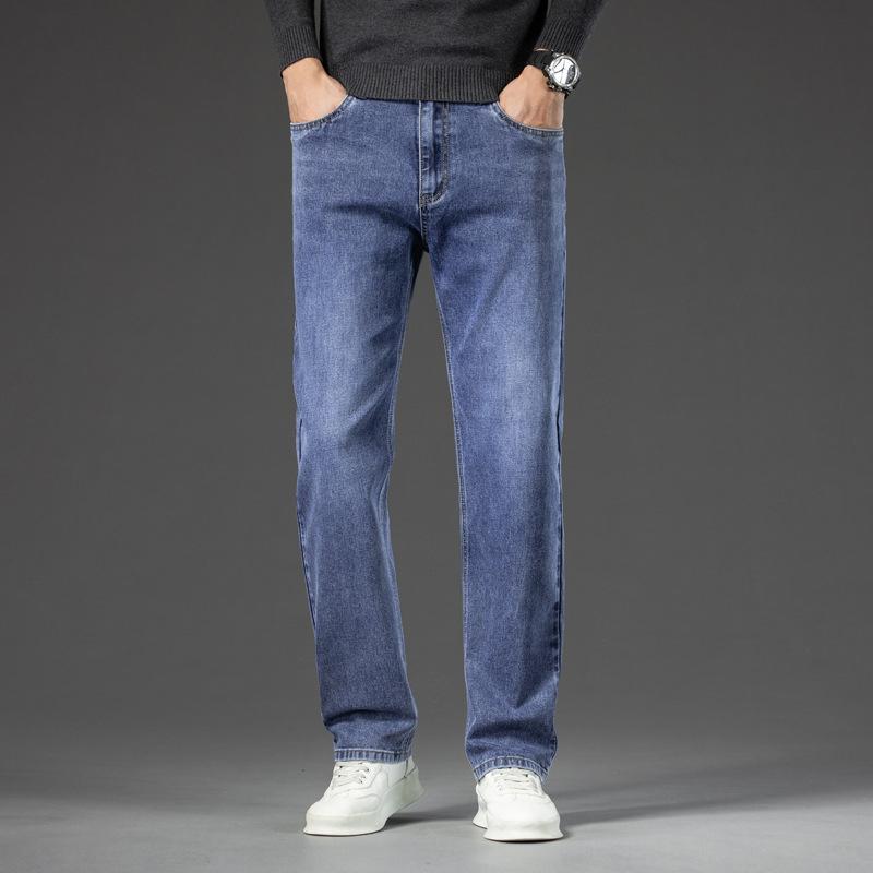 Men's Spring and Autumn Plus Size Straight-leg Jeans Business Casual Stretch Denim Pants