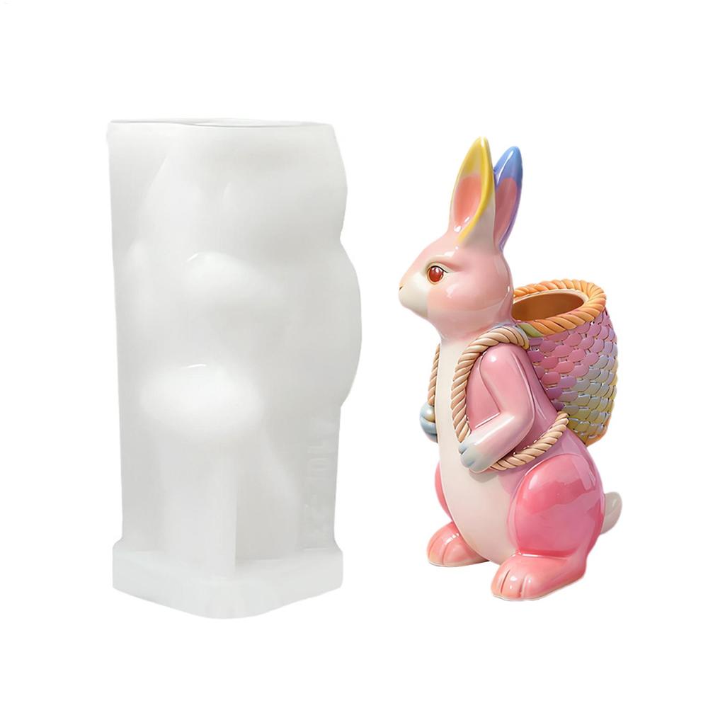 Easter Bunny Mold 3D Silicone Easter Candle Making Mould Holiday Plaster Mould Bunny Scented Candle Gypsum Craft Gift Mold