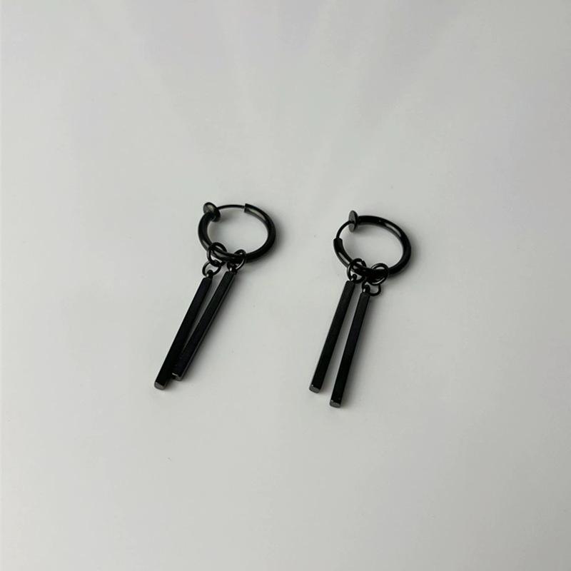 Titanium Steel High-end Style Earrings for Men, with Solon Ear Hooks.