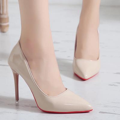 Women Shoes Plus Size Fashion Pointed Toe Platform Heels Patent Leather Dress High Heels Women Pumps Mary Jane Shoes Red Heels