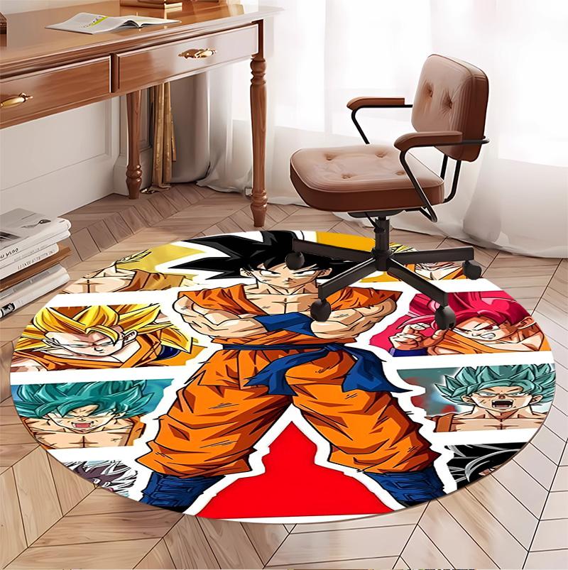 Dragon Ball Pattern Round Rug, Indoor/Outdoor Mat, for Picnic, Gameroom, Bedroom, Office, Living Room, Home Decor Carpet, Birthday Gift