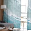 Sea Beach Gradual Blue Khaki Bedroom Transparent Sheer Curtains Holiday Decoration Window Voile Tulle Curtain