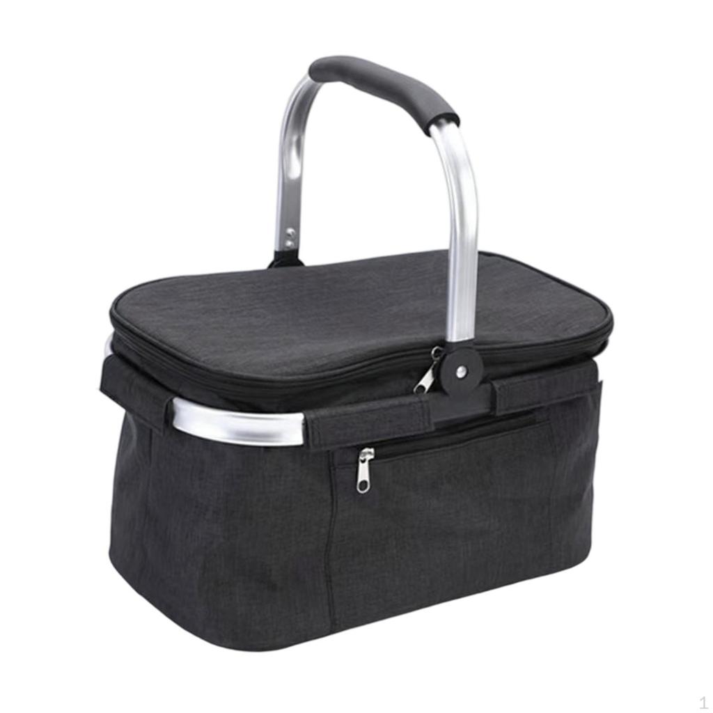 Foldable Insulated Bag Picnic Basket Food Delivery Insulation Handbag for Camping