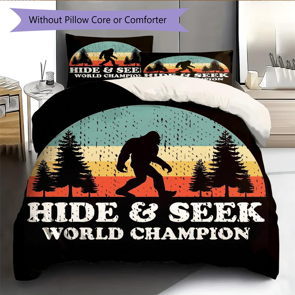 Bigfoot Pattern Bedding Home Decoration Birthday & Festival Gift (1 * duvet cover + 2 * pillowcase, without core)