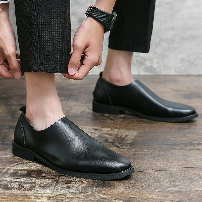 Men's Shoes New Business Dress Casual Shoes Men's Soft Leather Pointed Leather Shoes Men's British Foot Loafers