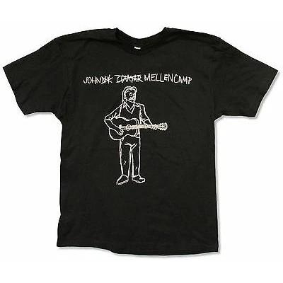 Men s John Mellencamp Call Me Guitar Man Sketch T-shirt Small Black S
