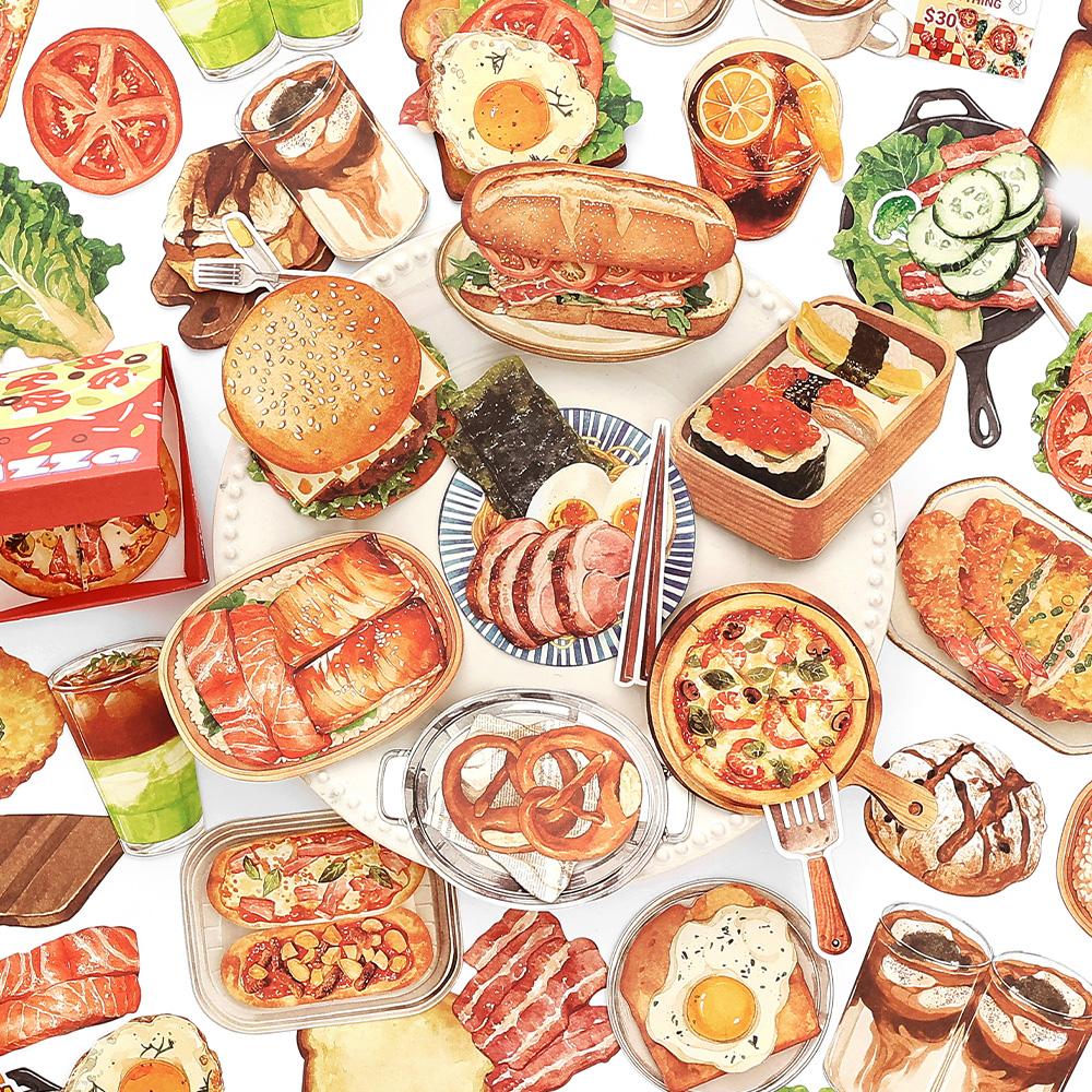 20 Pcs Fresh Store Fifth Series Food and Coffee Material Pack DIY Scrapbook Handbook Aesthetic Stationery Supplies