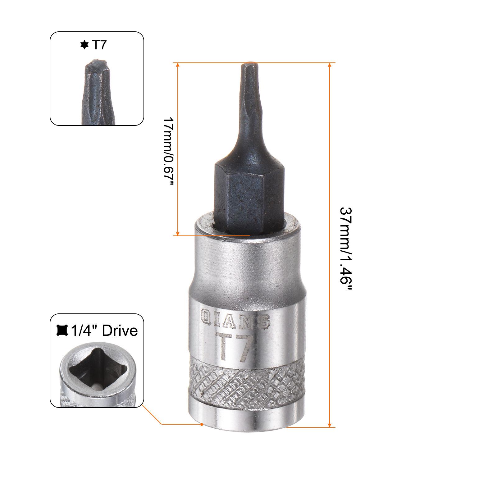 

Torx Bit Socket T7 T8 T10 T15 T20 T25 T27 T30 T40 1/4 Drive Socket Ratchet Socket Wrench S2 Steel CR-V Extension Rod Hand Tools
