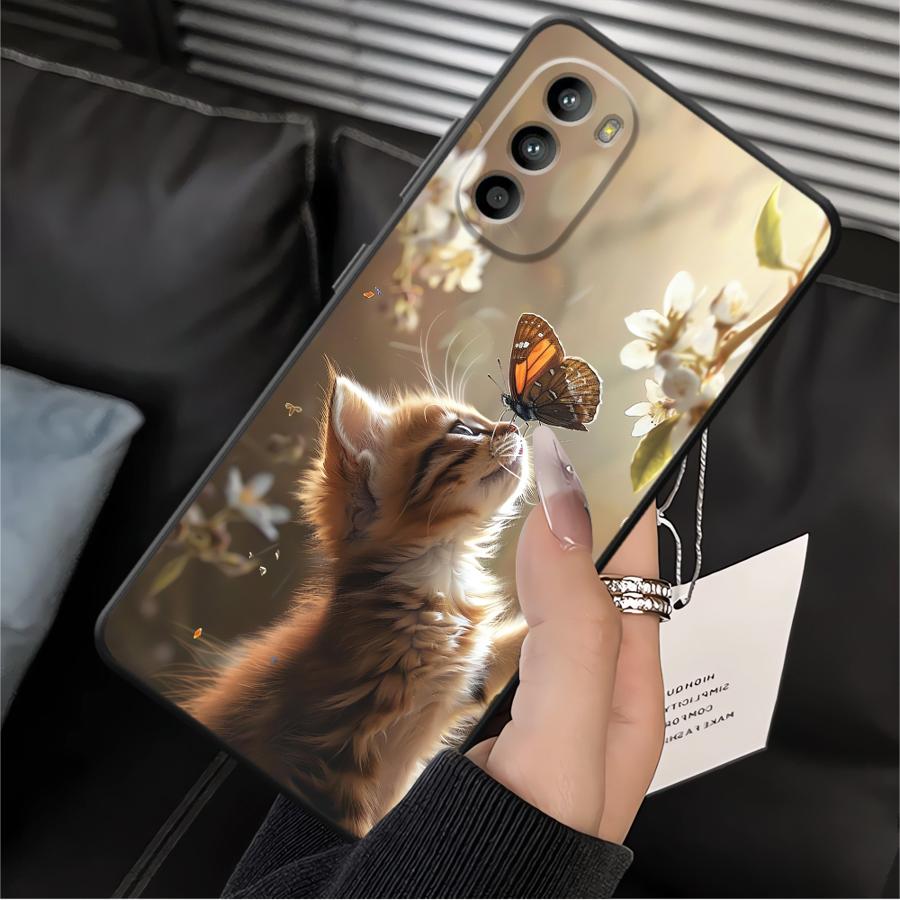 Cute Cat Case for Motorola Moto G51 G73 G32 G50 G52 G60s G53 G30 Edge 20 Pro 30 Lite G71 G22 Edge40 Phone Cover