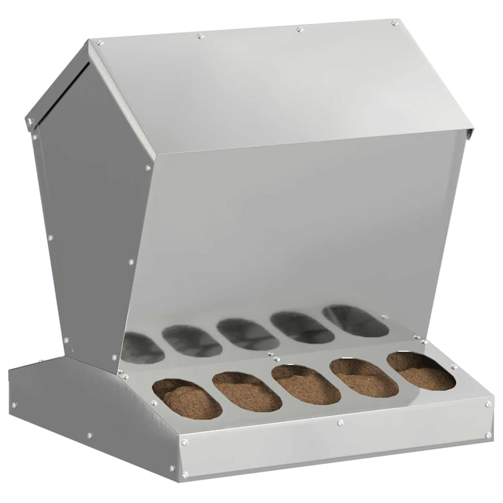Hühnerfutterautomat Silber 40 x 40 x 45 cm Verzinkter Stahl