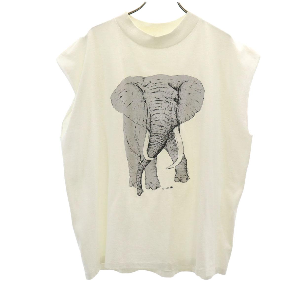 

ВИНТАЖНЫЙ топ-майка 80-х годов Сделано в США Слоновий принт XL Животный принт Слон Мужской Б/у