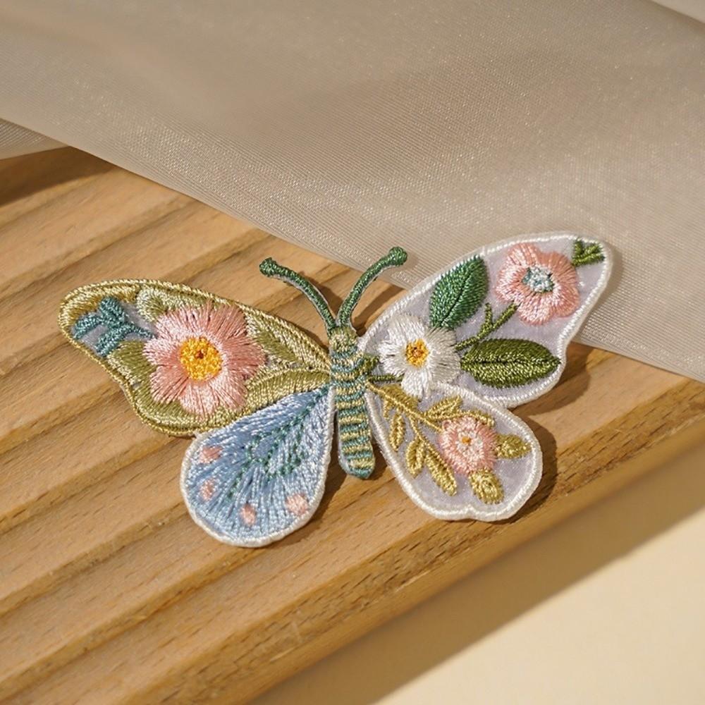 2pcs Heat Transfer Flower Patches Embroidery Design Butterfly Patches For Clothing Accessories