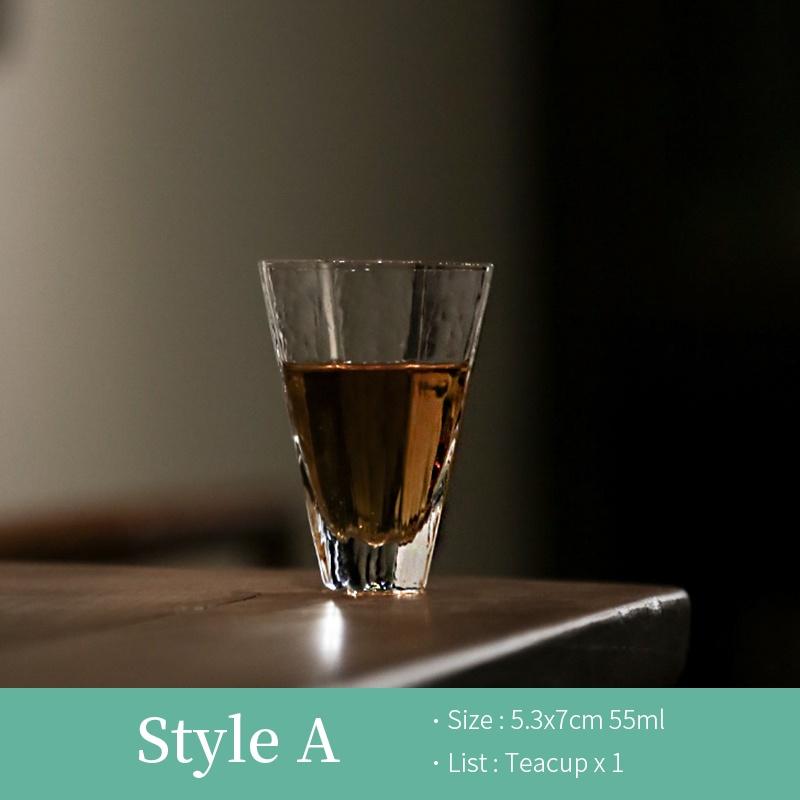 

55ml Ice Surface Pattern Glass Small Tea Cup Transparent Heat-resistant Kung Fu Tea Set A