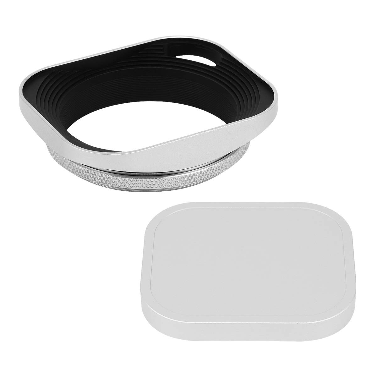 

Haoge 55mm Square Metal Lens Hood Shade Hollow Out Design with Cap for Leica Rangefinder Camera 55mm E55 Filter Thread Lens Silver LH-W55P Screw-in
