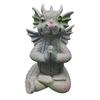 Cute Baby Dragon Statue Blinking Yoga Dragon Garden Ornament Gray Home Decor