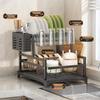 Countertop Kitchen Storage Rack: Holds Bowls, Plates, Chopsticks, Cutting Board & Cups, Includes Drainer, No Installation Required