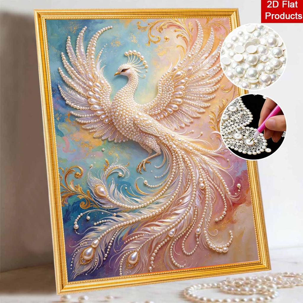 Kit Perla Fenice Maestosa Arte con Strass Rotondi 5D Quadro Murale Fatto a Mano Elegante Decorazione per la Casa Regalo per Uso Quotidiano e Festivo