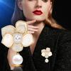 New Korean Version Of Heavy Industry Natural Fritillary Camellia Brooch High-End Luxury Copper Micro-Inlaid Flower Pearl Corsage Accessories