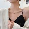 Women's Rose Gold Zircon Double Ring Necklace - Japanese & Korean Style