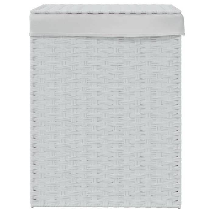 VidaXL Panier à linge avec couvercle blanc 46x33x60 cm résine tressée 372033