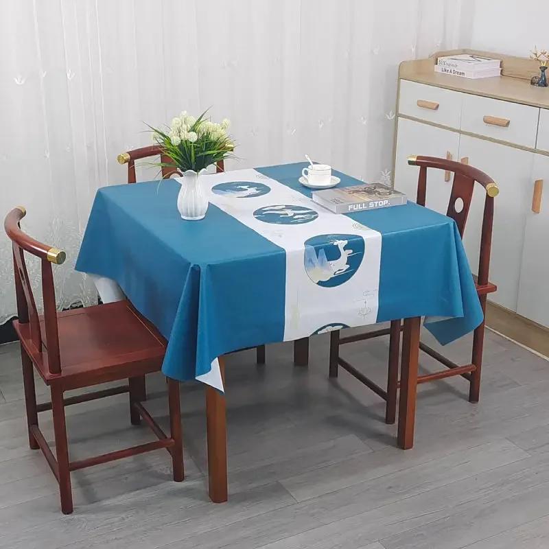 Square PVC Thickened Tablecloth Oil Proof Waterproof Scald Proof Wash Free Table Cloth Household Dining Table Coffee Table Cover