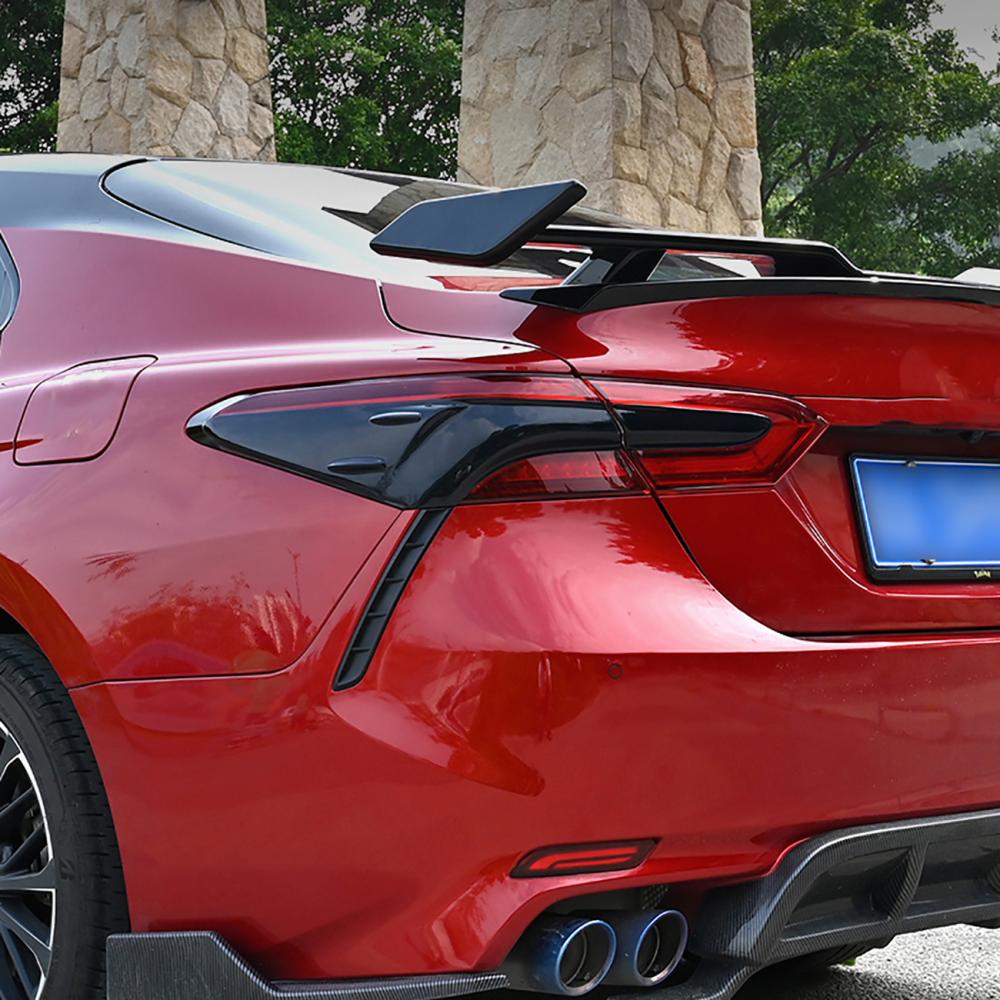 Hintere Rückleuchten Dekoration Zierleiste Leuchten Abdeckungen ABS Schwarz für Toyota Camry 8. achte Generation 2018-2021 DIY Dekoration Abdeckung
