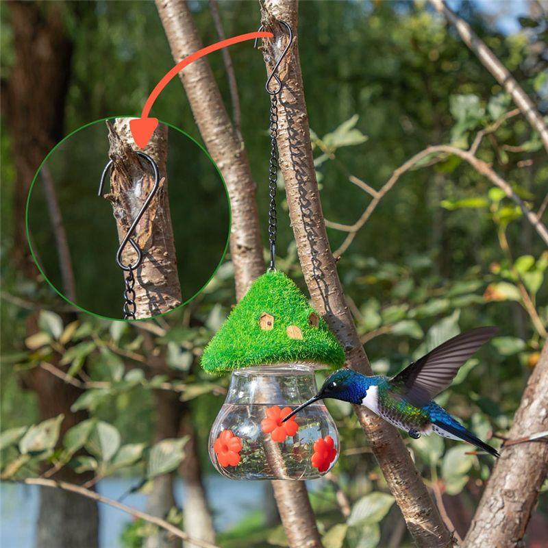 M-Modern-Bird Feeder,Garden Bird Feeders For Outdoors Hanging,3 Petals Decorated With Water Spout Bird Water Easy Install Colore