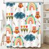 Creative Owl Pattern Shower Curtain Rainbows Clouds Bathroom Decor Waterproof Fabric Home Decoration Modern Washcloth White Size