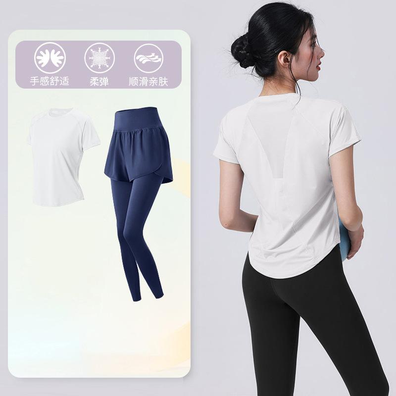 Tennis suit women's short-sleeved training clothes outdoor running quick-drying clothes thin badminton T-shirt fitness clothes