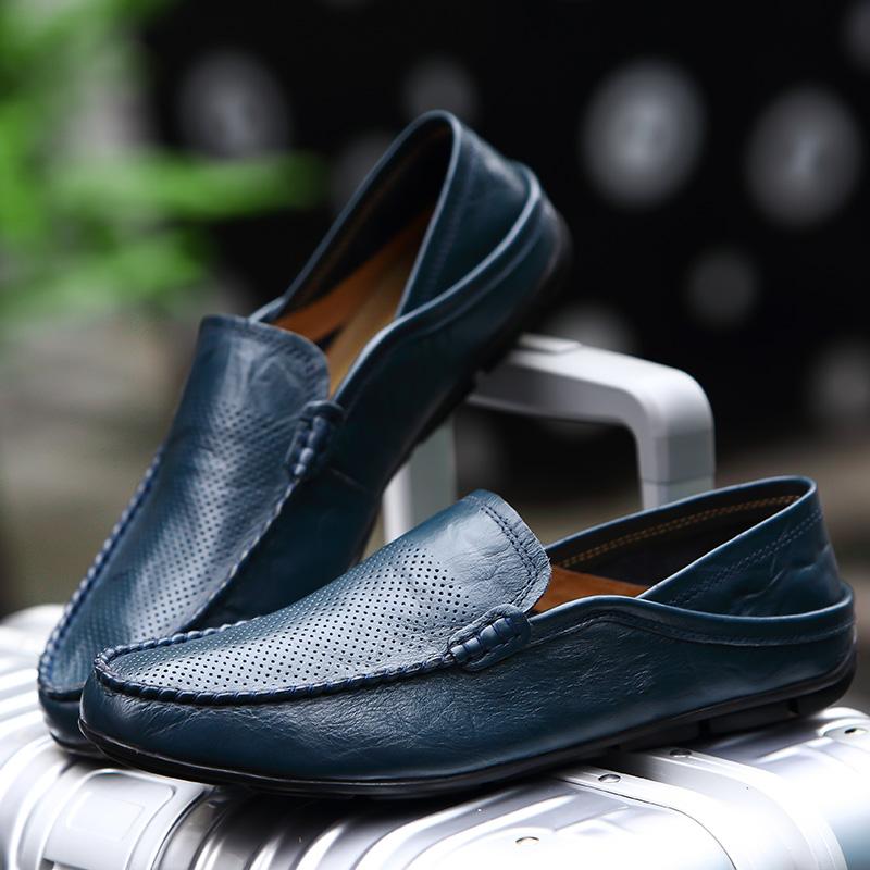High Quality Genuine Leather Men Shoes Luxury Brand Mens Loafers Slip on Driving Flats Comfy Handmade Moccasins Outdoor Footwear