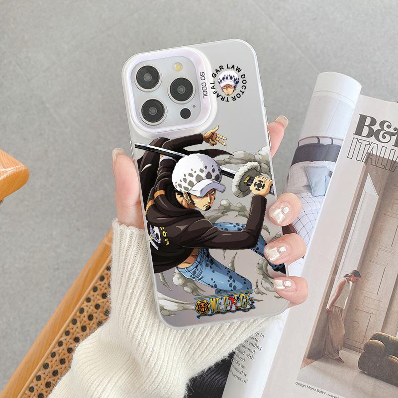 ONE PIECE Luffy Ace Mobile Phone Case iPhone17pm Trendy Cool Anti-drop Colored Silver IMD Apple 16pro Boys