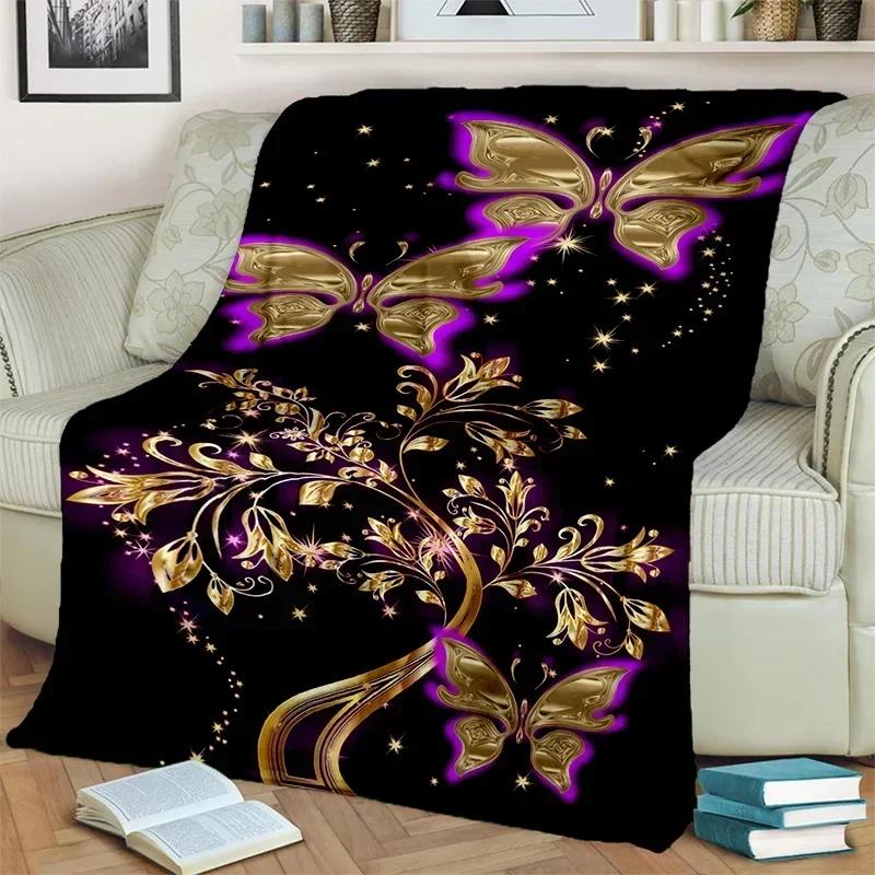 Cartoon Dream Butterfly Flower Blanket,Soft Throw Blanket for Home Bedroom Bed Sofa Picnic Travel Office Rest Nap Cover Blanket