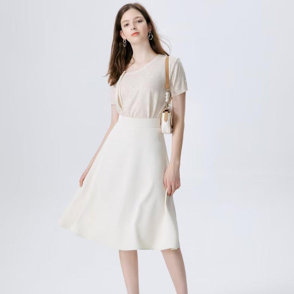 2024 Summer High Waist A-Line Midi Skirt: Ladylike, Slimming & Chic