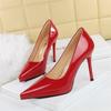 High Heels Fashion Banquet Thin Heel Patent Leather Shallow Mouth Pointed Toe Ultra High Heel Waterproof Platform Single Shoes