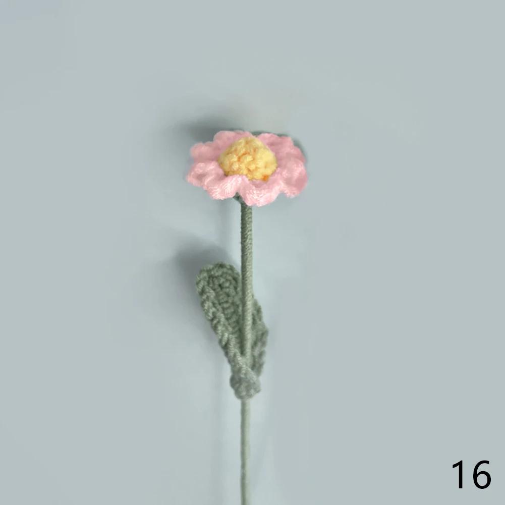 

1 шт. Вязаный цветок, искусственные цветы, ручная вязка, свадебное украшение, подарок на День святого Валентина, креативный вязаный букет
