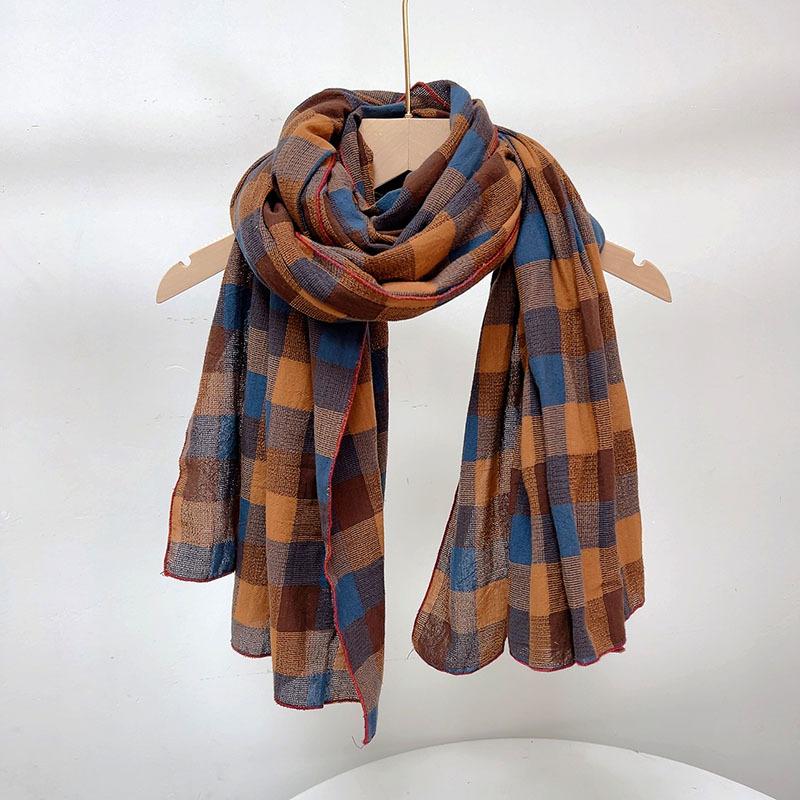 Autumn and Winter Cotton Classic Fashionable Plaid Unisex Scarf Couple Scarves