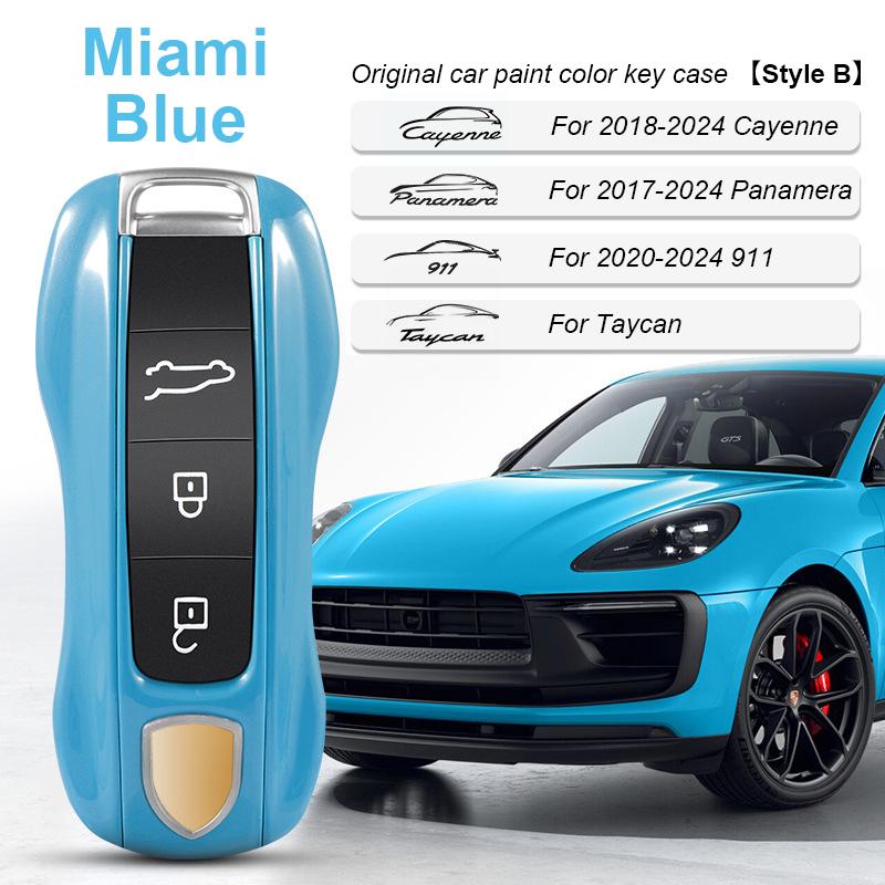 AABKR1 For Porsche Cayenne Mancan Panamera 911 718 Boxster Cayman Taycan 2010-2024 Car Key Paint Case Bordeaux Red Shell Replacement