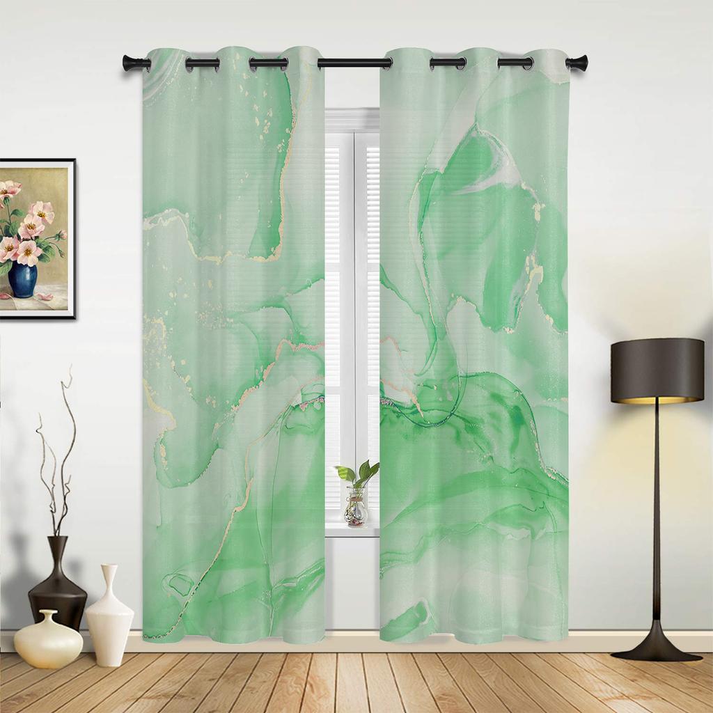 Marble Texture Aqua Curtains for Bedroom Living Room Drapes Kitchen Children's Room Window Curtain Modern Home Decor
