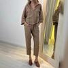 Summer New Women's Two-piece Shirt Set High-waisted Loose Nine-inch Pants